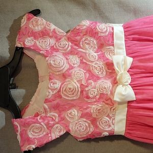 Girls size 10 pink and white dress